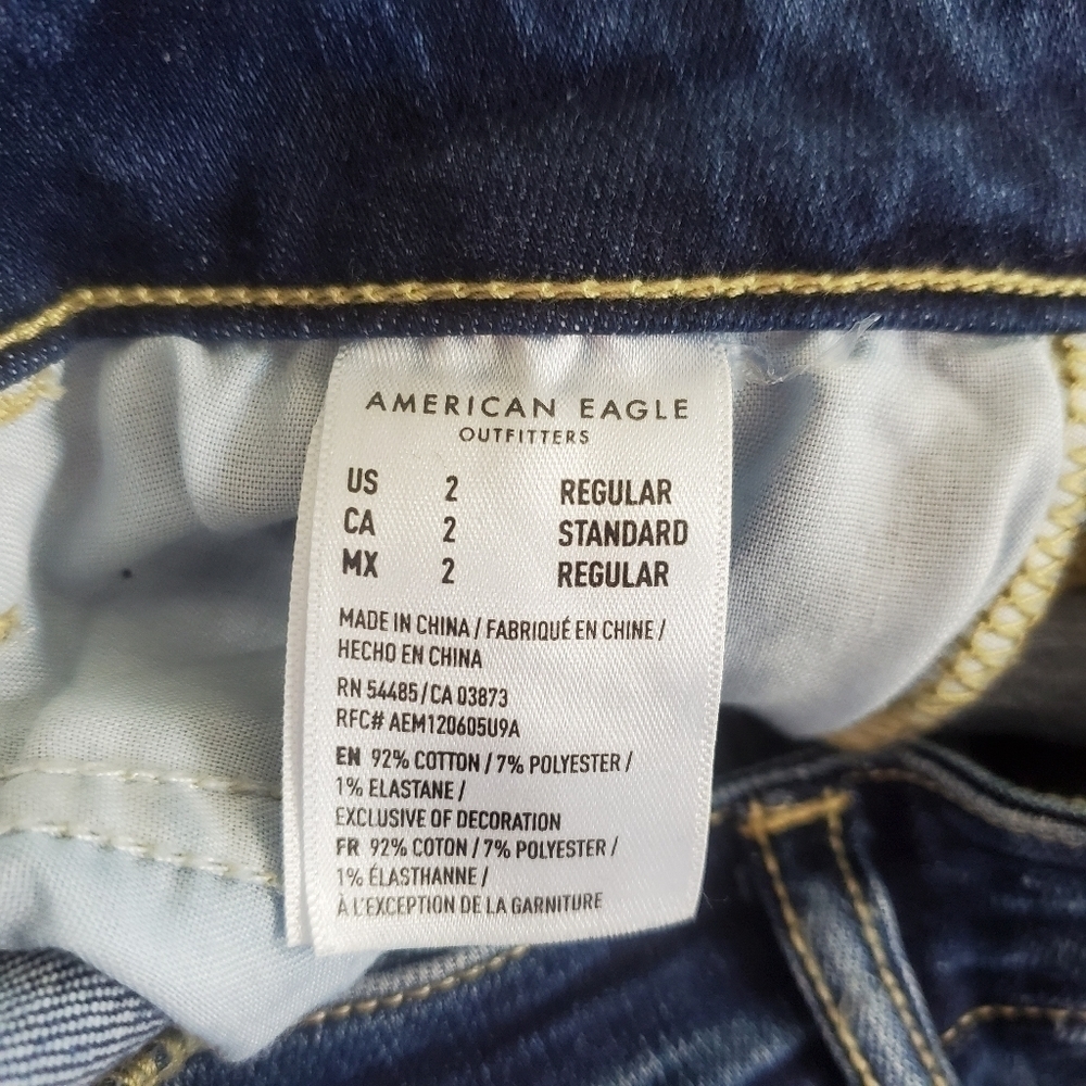 AE 2 American Eagle Skinny Jeans Super Hi Rise Jegging Ripped Distressed Stretch - Picture 12 of 12